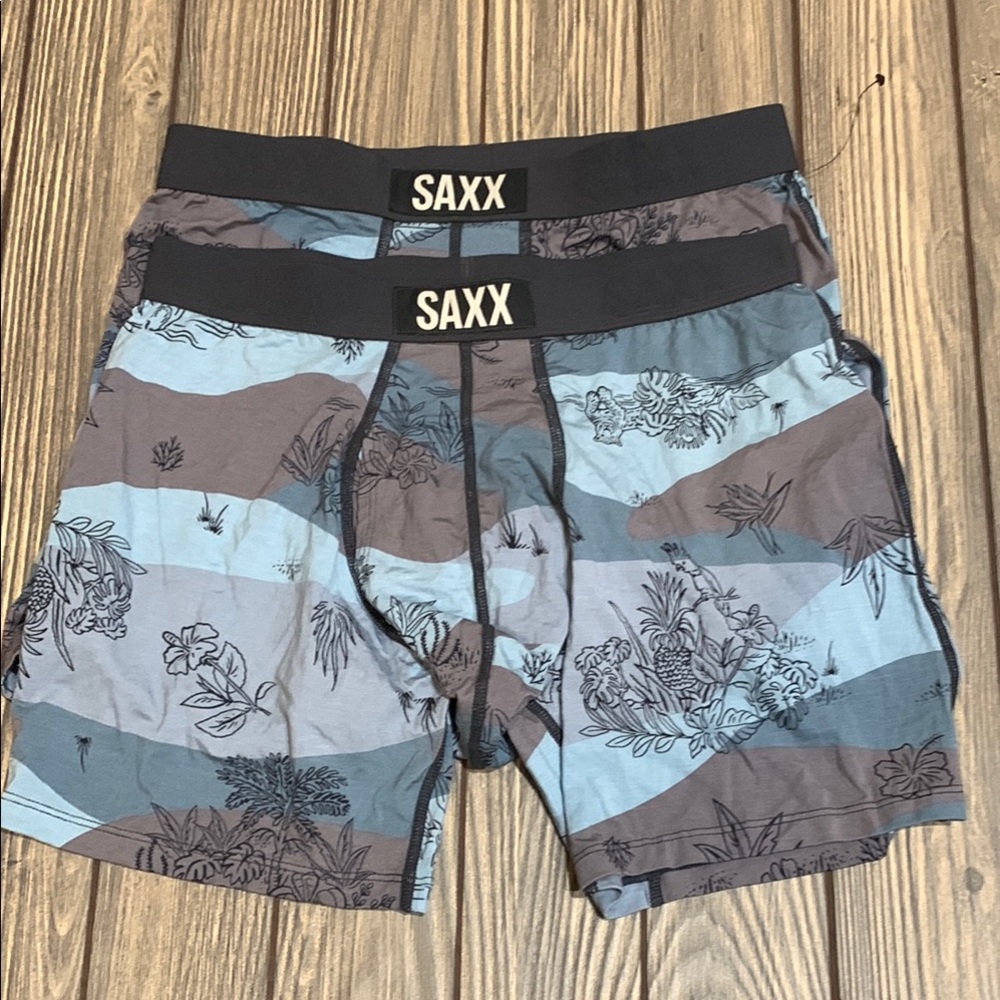 SAXX Men's Ultra Super Soft Blue and Gray Boxer Briefs 2 Pair Size S